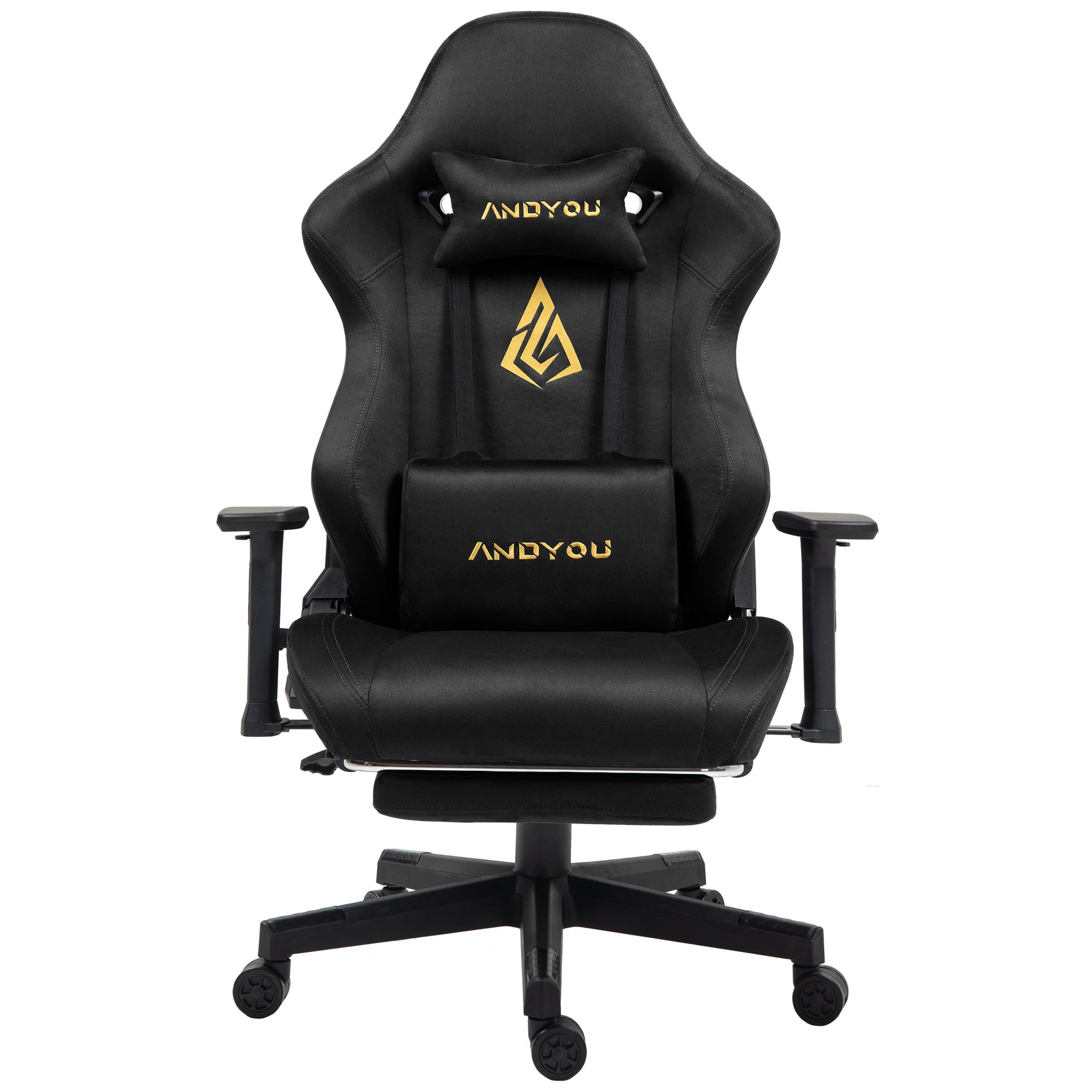 Andyou Ergonomic Gaming Chair with Footrest, PC Chair with Adjustable 3D Armrests -Black