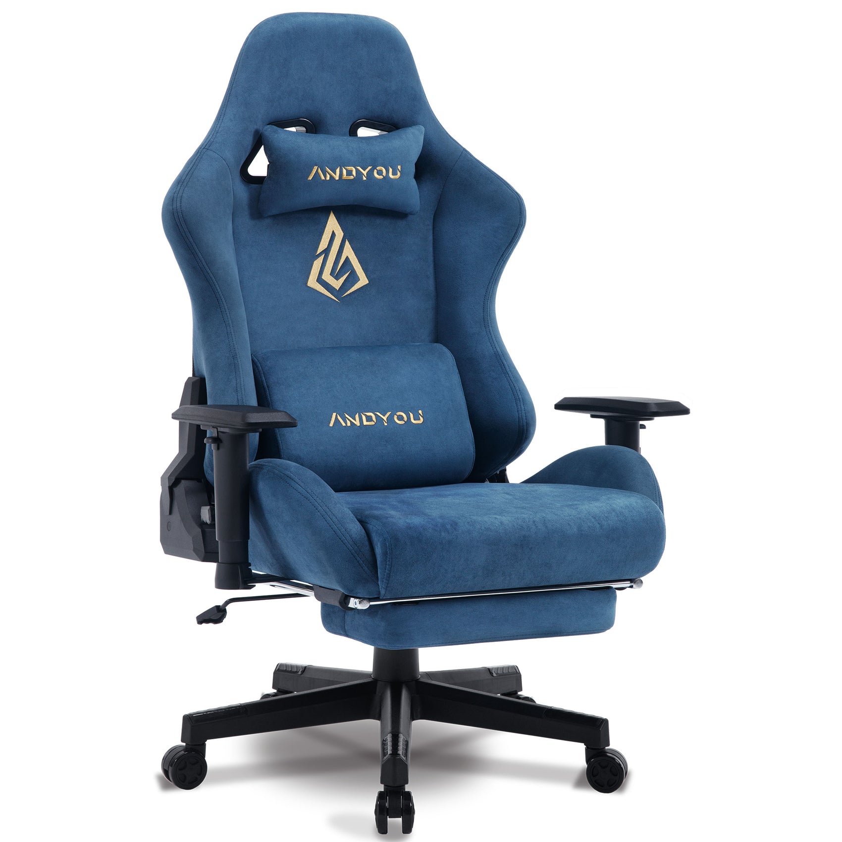 ANDYOU Sedia da gioco, sedia da scrivania girevole regolabile con poggiapiedi - Blu