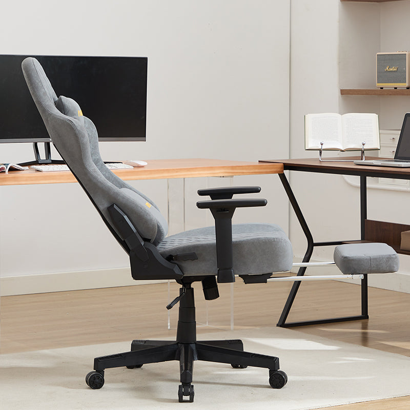 ANDYOU Ergonomic Gaming Chair, Adjustable Rotating Task Chair with Footrest - Grey