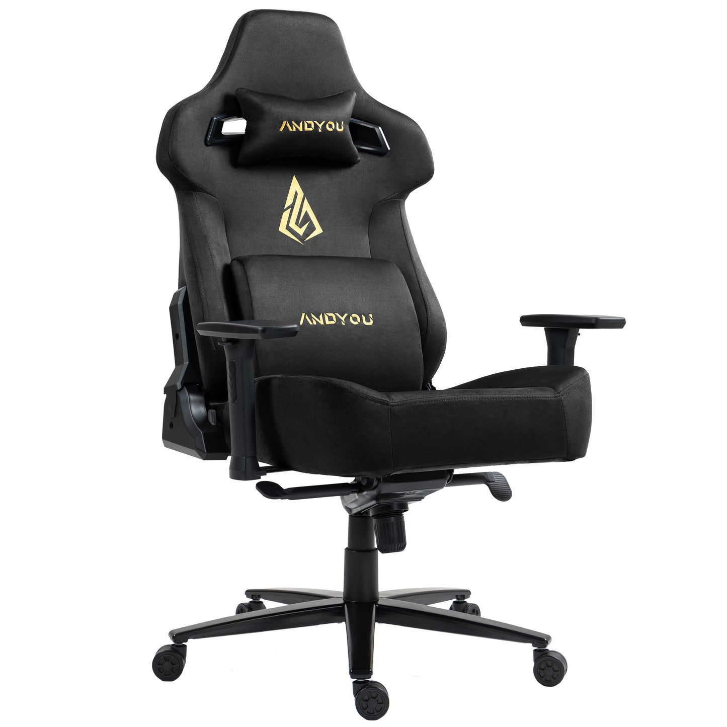 Andyou Gaming Chair – Faux Suede, 12° Tilt, 220kg Capacity, 3D Armrests, 90–155° Recline, Ergonomic PC Chair