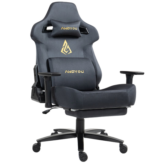 Andyou Gaming Chair – Ergonomic PC Chair with Faux Suede, 90–155° Recline, 18° Tilt, 3D Armrests, 220kg Capacity