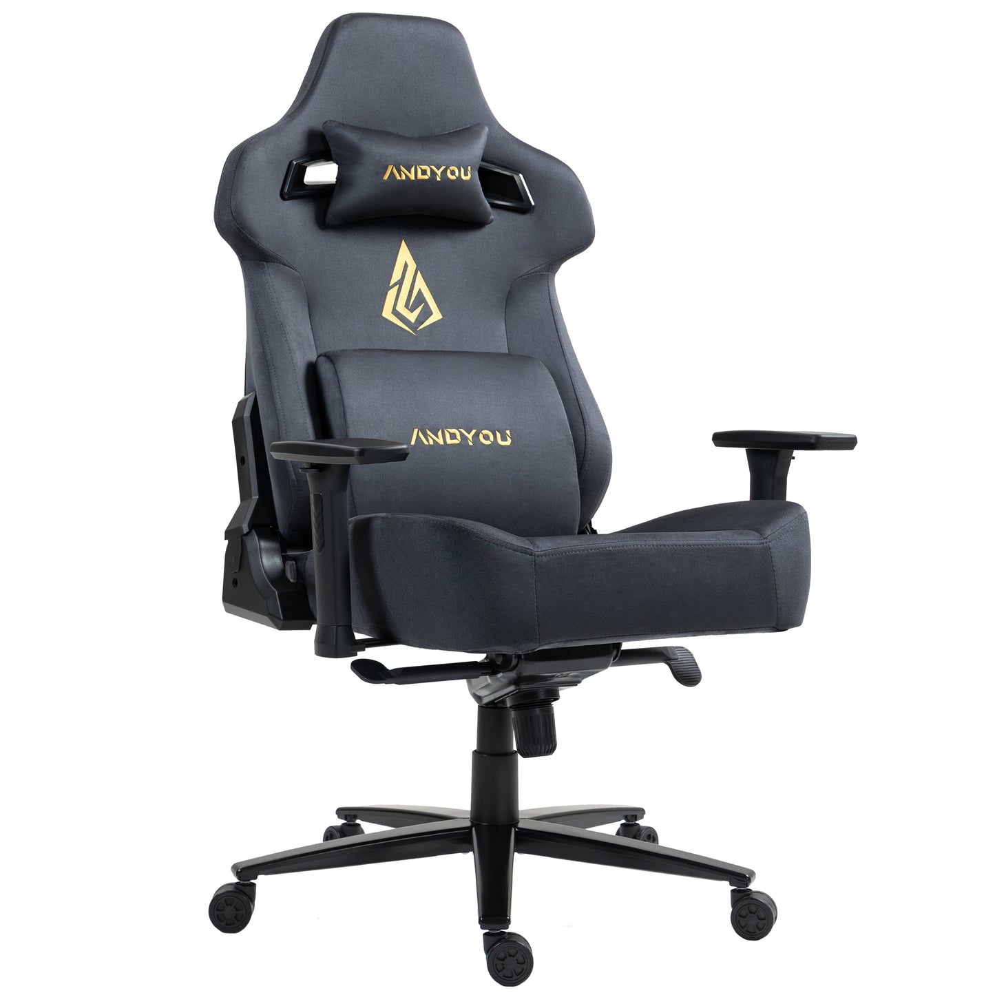 Andyou Gaming Chair – Faux Suede, 12° Tilt, 220kg Capacity, 3D Armrests, 90–155° Recline, Ergonomic PC Chair