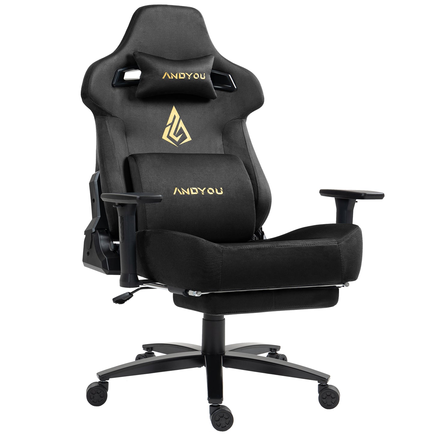Andyou Gaming Chair – Ergonomic PC Chair with Faux Suede, 90–155° Recline, 18° Tilt, 3D Armrests, 220kg Capacity