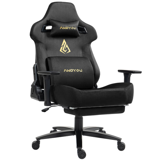 Andyou Gaming Chair – Ergonomic PC Chair with Faux Suede, 90–155° Recline, 18° Tilt, 3D Armrests, 220kg Capacity