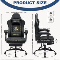 ANDYOU PU Leather Computer Gaming Chair - Comfortable and Adjustable Office Chair, Black