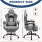 ANDYOU PU Leather Computer Gaming Chair - Comfortable and Adjustable Office Chair, Grey