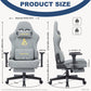 ANDYOU Ergonomic Gaming Chair, Adjustable Rotating Task Chair with Footrest - Grey