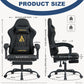 ANDYOU Gaming Chair with Footrest, Ergonomic PU Leather Computer Chair - Black