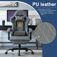 ANDYOU Gaming Chair with Footrest, Ergonomic PU Leather Computer Chair - Grey