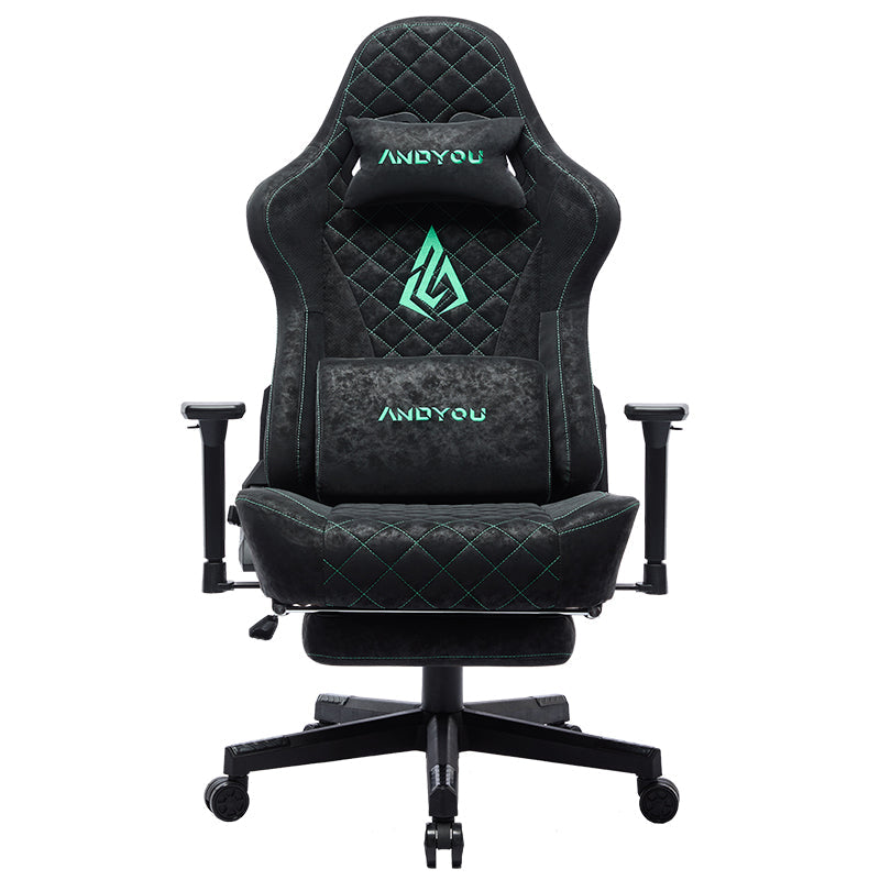 ANDYOU Ergonomic Gaming Chair, Adjustable Rotating Task Chair with Footrest - Black