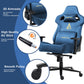 Andyou Gaming Chair – Faux Suede, 12° Tilt, 220kg Capacity, 3D Armrests, 90–155° Recline, Ergonomic PC Chair