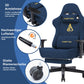 ANDYOU Ergonomic Gaming Chair, Adjustable Rotating Task Chair with Footrest - Blue