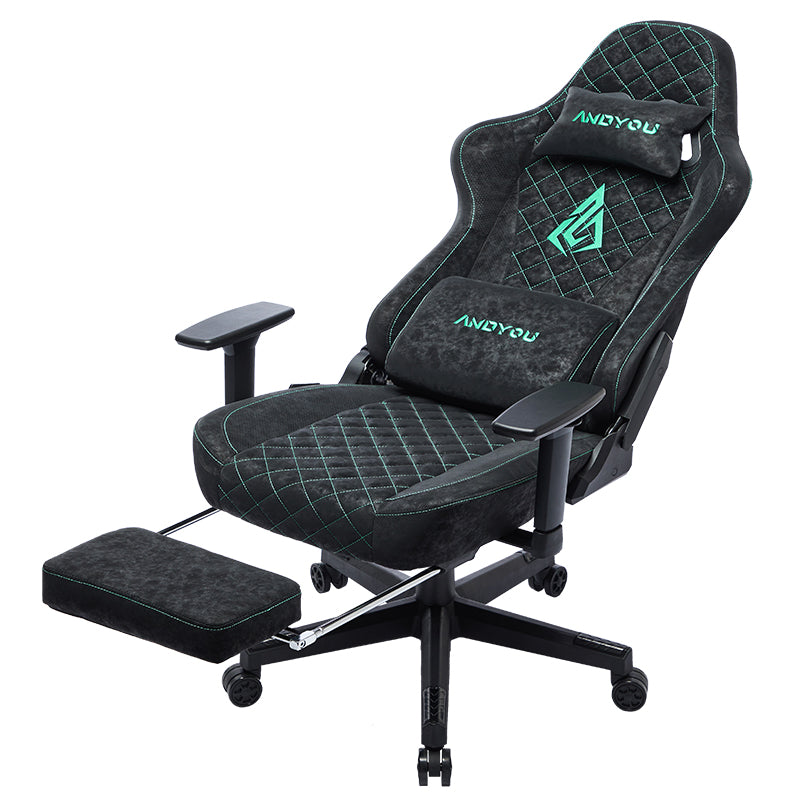 ANDYOU Ergonomic Gaming Chair, Adjustable Rotating Task Chair with Footrest - Black