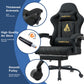 ANDYOU Gaming Chair with Footrest, Ergonomic PU Leather Computer Chair - Black