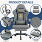 ANDYOU Gaming Chair with Footrest, Ergonomic PU Leather Computer Chair - Grey
