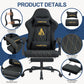 ANDYOU Gaming Chair with Footrest, Ergonomic PU Leather Computer Chair - Black